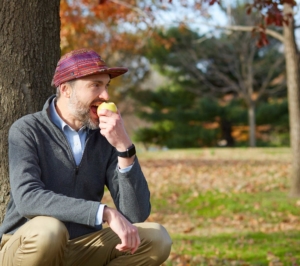 Ian eating an apple