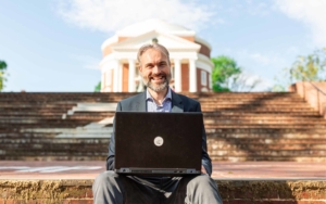 E-N Computers CEO Ian MacRae with a laptop