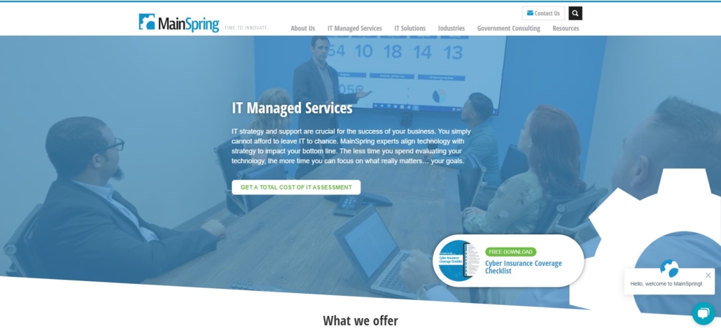 top it support companies in washington dc - homepage of Mainspring