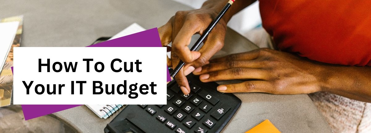 Woman with calculator to illustrate how to cut your IT budget