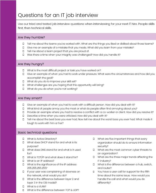 The 29 best interview questions to ask IT job candidates - E-N Computers