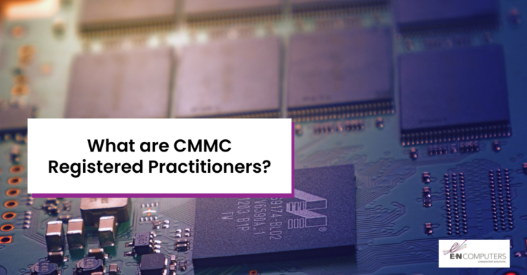 Title Card: "What are CMMC Registered Practitioners?" with background of computer chips