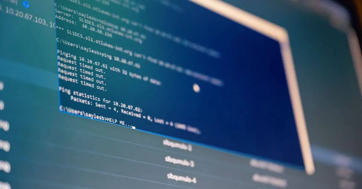 Computer screen with code, illustrating network breach support for health care providers