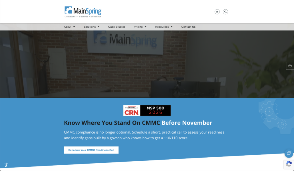 Mainspring homepage 2026