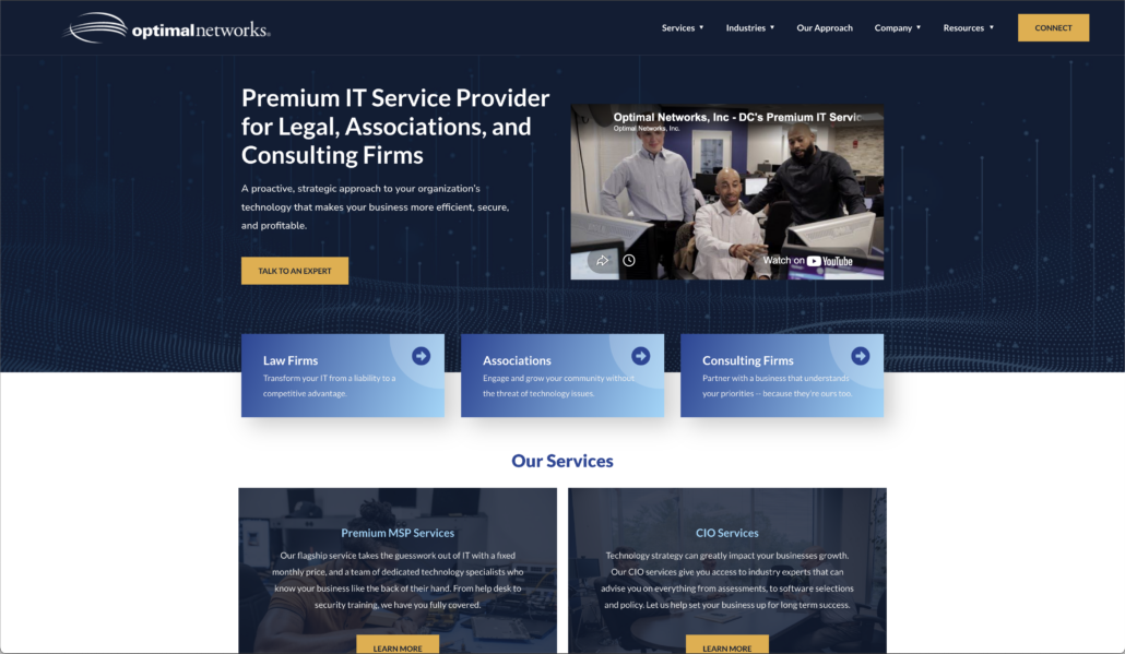 Optimal Networks homepage 2026